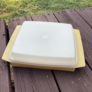 Vintage Tupperware Deviled Egg Keeper Tray Carrier with Lid Yellow 1970s